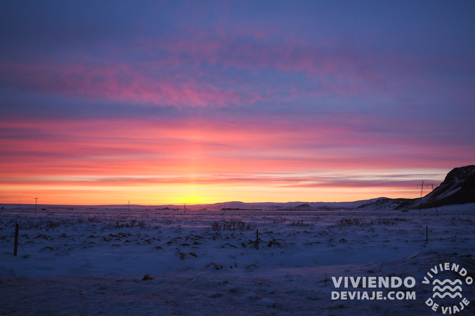 Atardecer sin filtros en el Círculo Dorado de Islandia