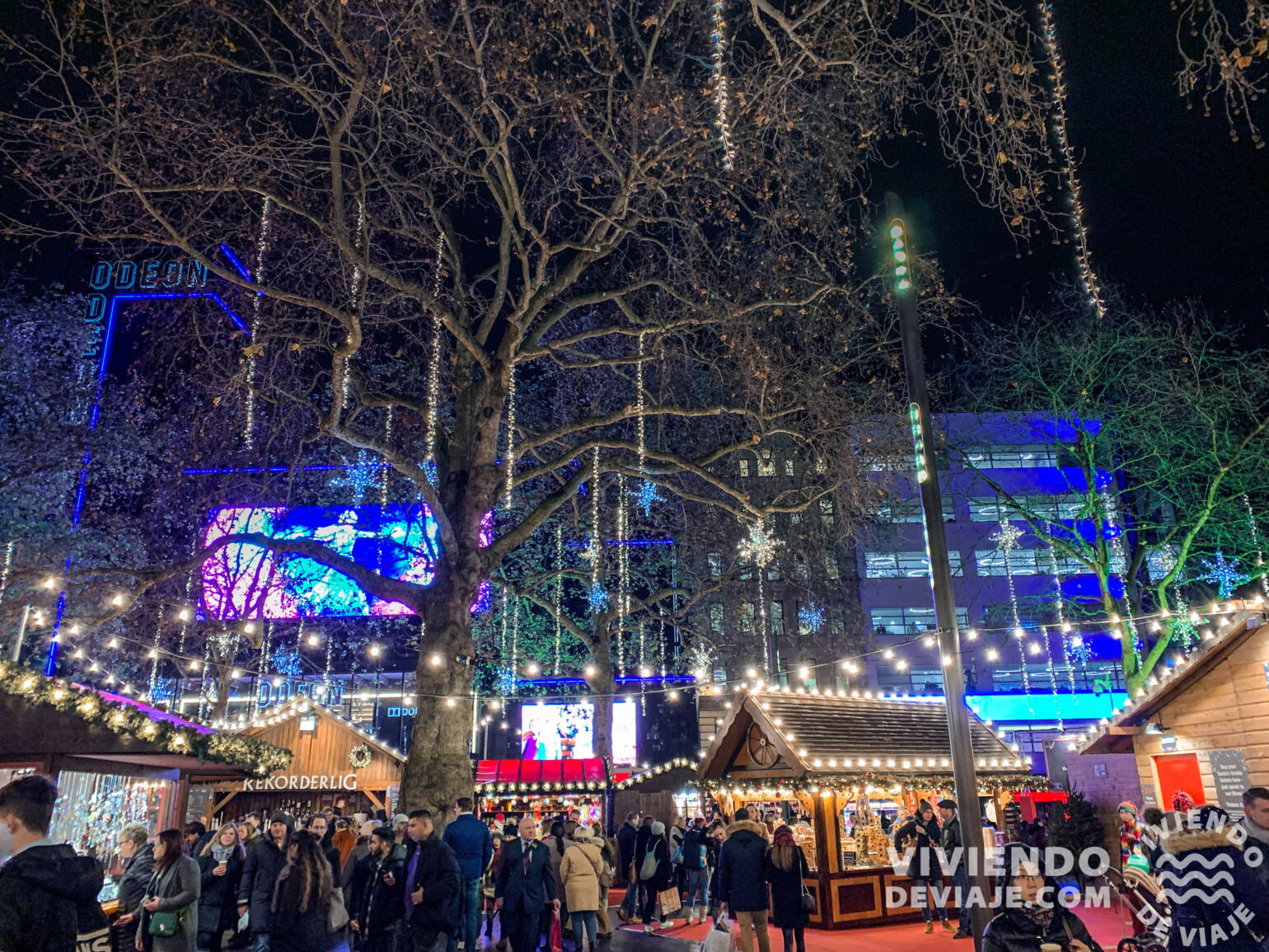 Leicester Square en Londres en Navidad