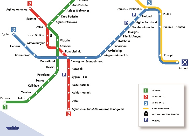 Cómo ir del aeropuerto de Atenas al centro en metro