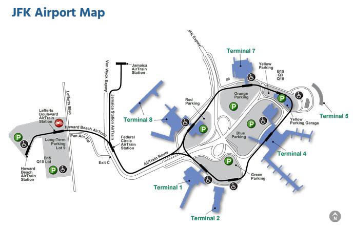 Mapa del aeropuerto JFK de Nueva York
