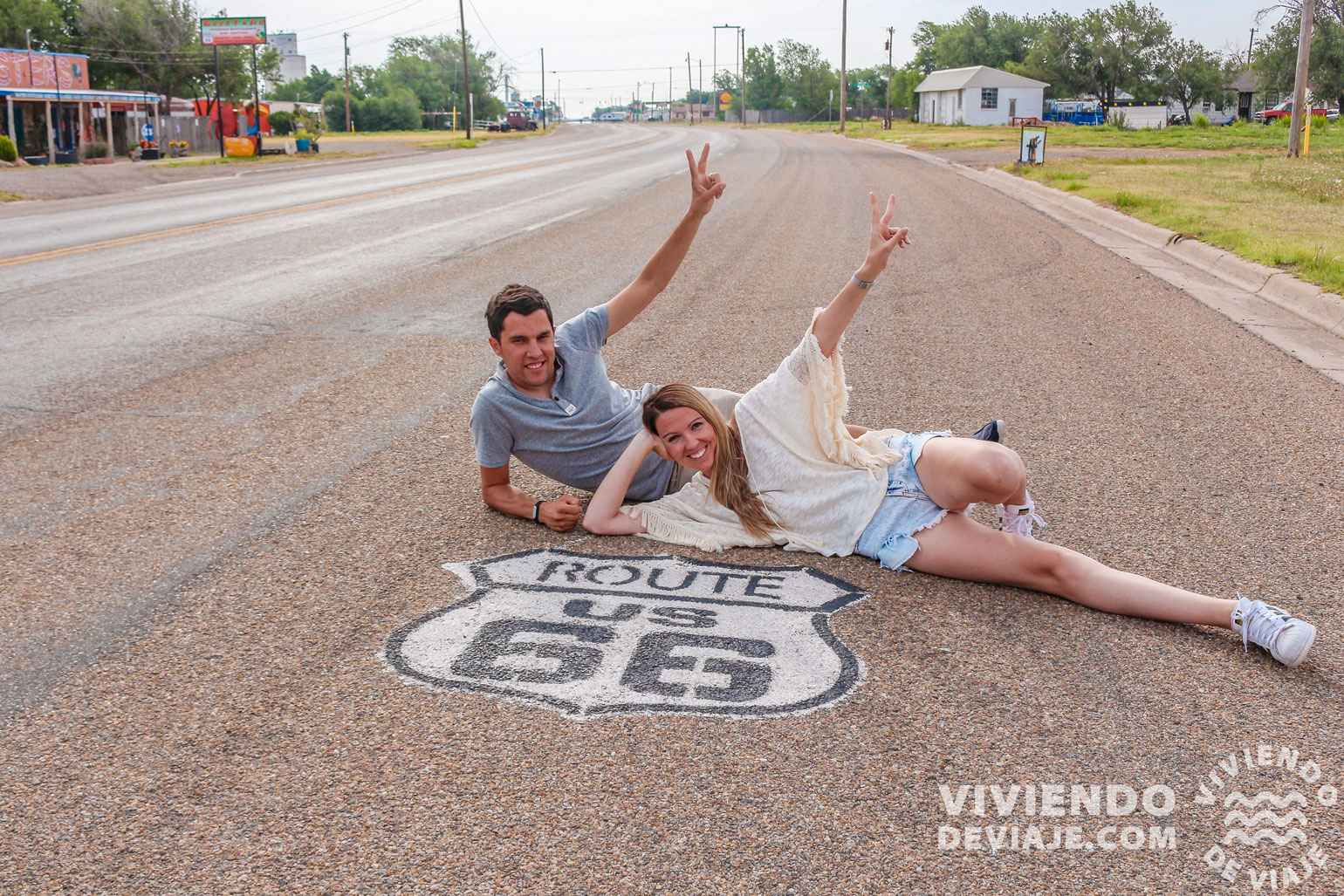 Ruta 66, Texas Rótulos de la Ruta 66 en la calzada