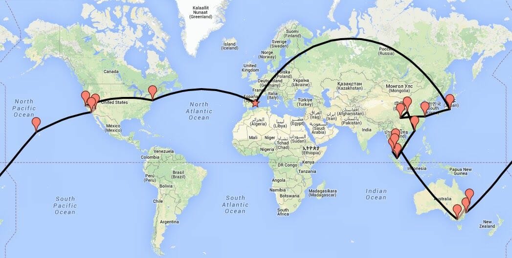 Ruta de nuestra vuelta al mundo Ruta de nuestro viaje alrededor del mundo: