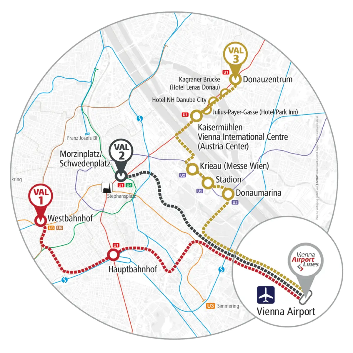mapa autobus Vienna Airport